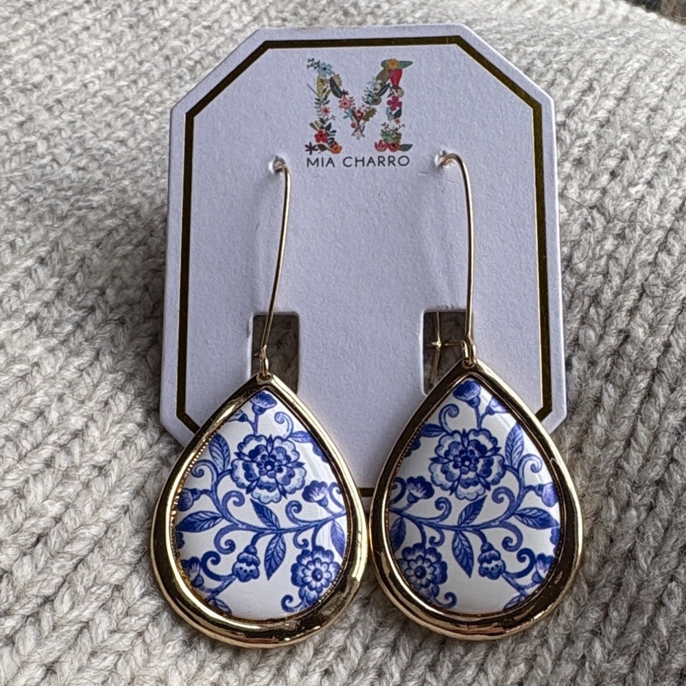 Mia Charro Blue and Gold Teardrop Earrings